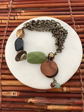 Lia Sophia Green, Black & Copper Multi-Chain Charm Bracelet